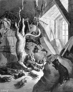 Le chat et le vieux rat - dans « Fables » de La Fontaine, ill. par Gustave Doré