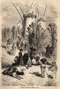 Les chardons de la Manche, au pied des moulins chers à Don Quichotte, avec la représentation d