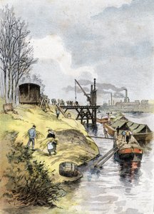 Le chargement des pommes dans les wagons, quai de Bercy, Paris Dessin de Gustave Fraipont (1849-1923) tiré de « La Seine à travers Paris » par Saint-Juirs - Gustave Fraipont