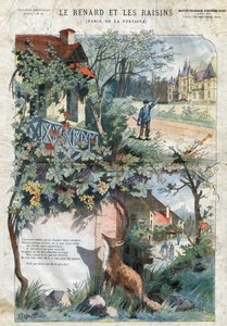 Le renard et les raisins. Fables de Jean de La Fontaine (1621-95). Illustration de Gustave Fraipont (1849-1923). Collection privée. - Gustave Fraipont