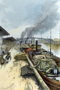 Vue du Canal de la Villette à Paris (dessin de Gustave Fraipont) - Gustave Fraipont
