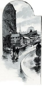 Vue des brocanteurs au coin de la rue de la Bucherie à Paris - Gustave Fraipont