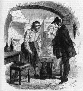 Le poète François Villon (1431-1463) retraçant une bouteille de vin. Gravure de Gustave Janet - Gustave Janet