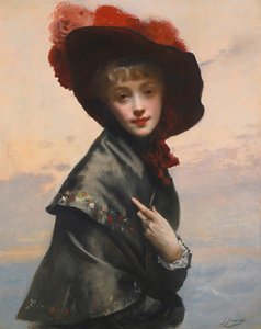 Dame au chapeau - Gustave Jean Jacquet