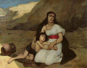 Femme arabe et son enfant, 1877 - Gustave Krabansky