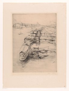 Bateaux amarrés à Auteuil, Paris - Gustave Leheutre (signed by artist)
