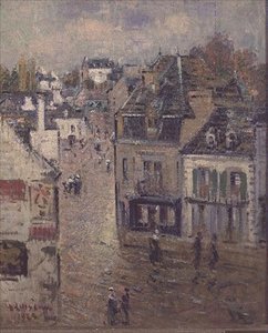 Rue à Pont-Aven après la pluie