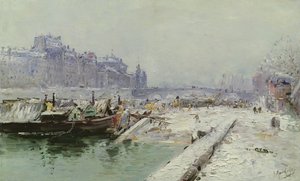 Île de la Cité sous la Neige - Gustave Madelein