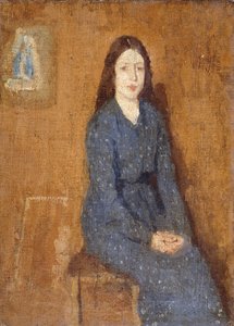 Jeune Fille Assise en Robe Bleue à Pois - Gwen John