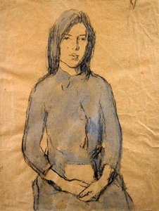 Fille, mains reposant sur ses genoux - Gwen John