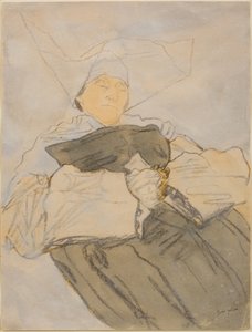 Nonne endormie, vers 1916-18 (Fusain, aquarelle et gouache) - Gwen John