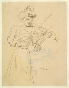 Femme debout jouant du violon - Gwen John