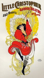 Divertissement. Danse. Danseuse de cancan. Affiche par H.A. Thomas pour un spectacle au Little Christopher Theatre, New York, USA, c.1895 (affiche)