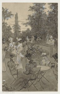 Personnes se divertissant dans un parc - H.C. Louwerse (signed by artist)