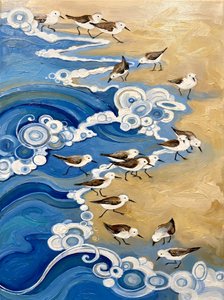 Oiseaux du littoral et vagues - HUGO