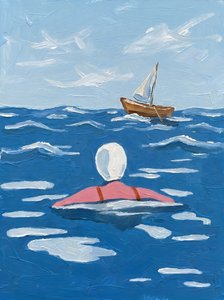 Un nageur et un bateau au loin - HUGO