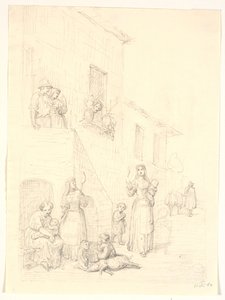 Femmes et enfants devant une maison italienne - H.W. Bissen