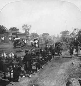 Procession funéraire chinoise, portant de la nourriture pour l