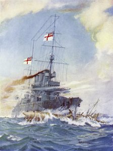 Le HMS Birmingham éperonnant le sous-marin allemand U-15, 9 août 1914