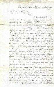 Appel des membres de la Compagnie du Capitaine Eppstein, Boonville Home Guards, Prison du Capitole, Jefferson City, au Major Général Fremont, 1 octobre 1861