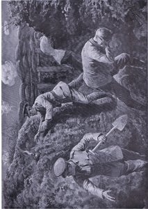Le sous-lieutenant Rochfort ramasse une bombe qui allait exploser et la jette hors de la tranchée (décoré de la VC) (lithographie) - H. Ripperger