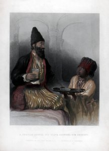 Un prince persan, son esclave lui apportant du sherbet - H. Robinson