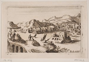 Paysage côtier couvert avec des bâtiments orientaux - H. Rosenkilde