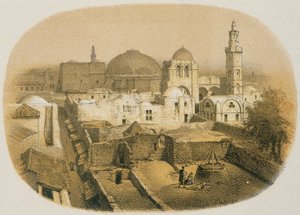 Église du Saint-Sépulcre à Jérusalem. Gravure de Stelzner - Steinkopk J.F. Editore - H. Stelzner