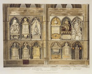 Côté Ouest du Coin des Poètes, planche 24 de Westminster Abbey, gravé par J. Bluck, publié par Rudolph Ackermann 1811 - H. Villiers