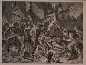 Le massacre dans les prisons en septembre 1792, gravé par Jean-Baptiste Charles Carbonneau (né en 1815)