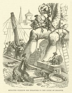 Gulliver expose ses trésors à la cour de Lilliput - after Hablot Knight Browne