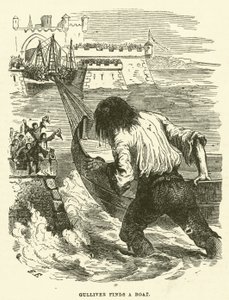 Gulliver trouve un bateau (gravure) - after Hablot Knight Browne