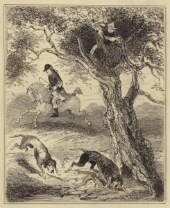Dick Turpin chassé par des chiens de sang - Hablot Knight Browne