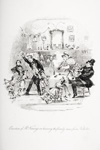 Émotion de M. Kenwigs en entendant les nouvelles familiales de Nicholas, illustration de 