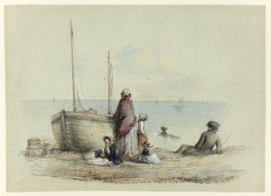 Famille sur une plage - Hablot Knight Browne