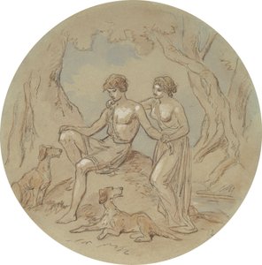 Un des dix-huit dessins pour une série de planches illustrant Vénus et Adonis