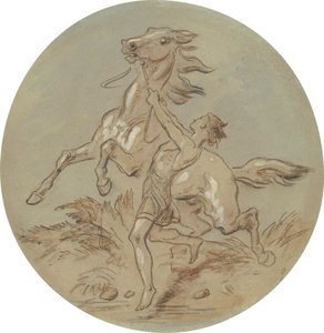 Un des dix-huit dessins pour une série de plaques illustrant Vénus et Adonis - Hablot Knight Browne