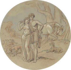 Un des dix-huit dessins pour une série de plaques illustrant Vénus et Adonis