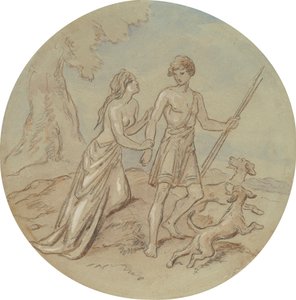 Un des dix-huit dessins pour une série de planches illustrant Vénus et Adonis - Hablot Knight Browne