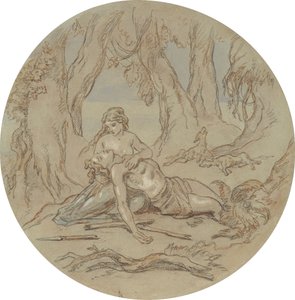 Un des dix-huit dessins pour une série de planches illustrant Vénus et Adonis - Hablot Knight Browne