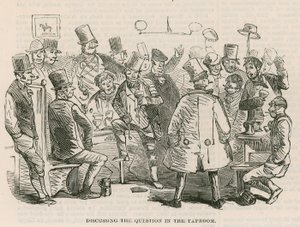 La grande grève des taxis : Discussion de la question dans la salle de bar - Hablot Knight Browne