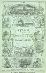 Page de titre de la première partie de la première édition en parties sérialisées du livre "A Tale of Two Cities" de Charles Dickens - Hablot Knight Browne