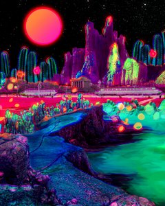 Paysage surréaliste aux couleurs vives - Halit Benli