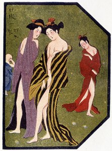 Jeunes femmes japonaises sortant du bain - dans « Poupée japonaise » par Félicien Champsaur, ill. Hanafusa Itcho, Paris - Hanabusa Itcho