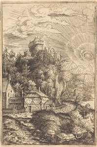Paysage avec un Château et un Soleil Rayonnant - Hanns Lautensack