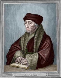 Portrait de Didier Erasme (Érasme de Rotterdam) (1469 - 1536), humaniste néerlandais. Gravure d