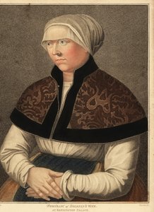 Portrait de la femme de Hans Holbein, Elsbeth, au palais de Kensington, 1812 (gravure)