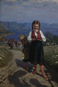 Deux sœurs avec des fraises - Hans Andreas Dahl