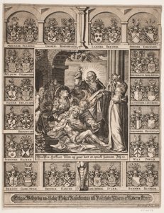 Résurrection de Lazare entourée des armoiries de Holger Rosenkrantz - Hans Andreas Greys