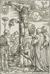 Le Christ en croix avec Marie, Jean, la Madeleine et Étienne
